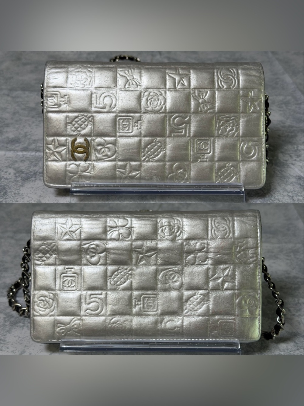CHANEL vintage Metallic Lambskin "Lucky Symbols" (Icon Line) Wallet